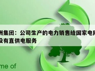 九洲集团：公司生产的电力销售给国家电网暂时没有直供电服务